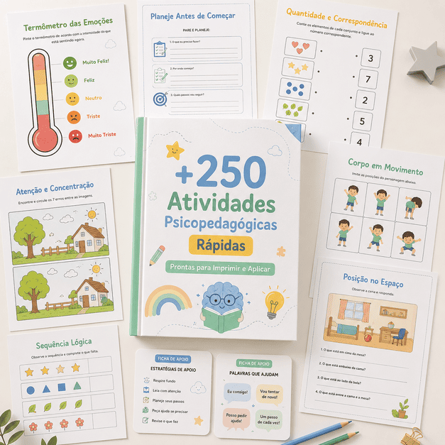 Mockup do kit de atividades psicopedagógicas