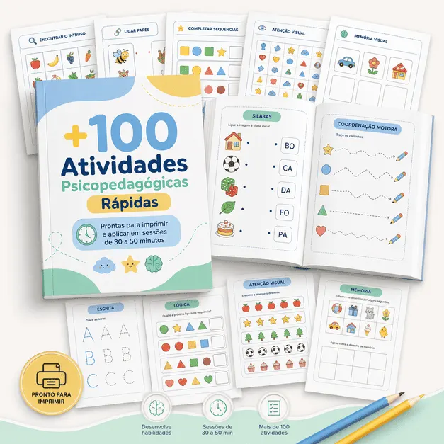 Mockup do kit de atividades psicopedagógicas